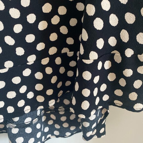 Zara Women’s Top Black Beige Polka Dot Peplum Hem Blouse Size XL - Picture 8 of 8